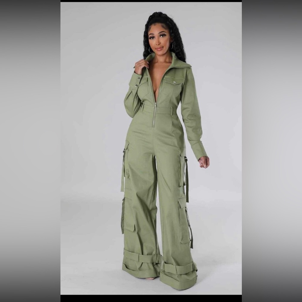 Green Denim Jumpsuit